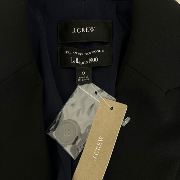 J.Crew Sommerset Blazer Jacket Italian Stretch Wool Black Oversized US 0 NWT - Picture 4 of 16